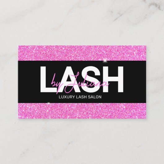 ピンクグリッター美しいサロンQrコード 名刺 (正面)