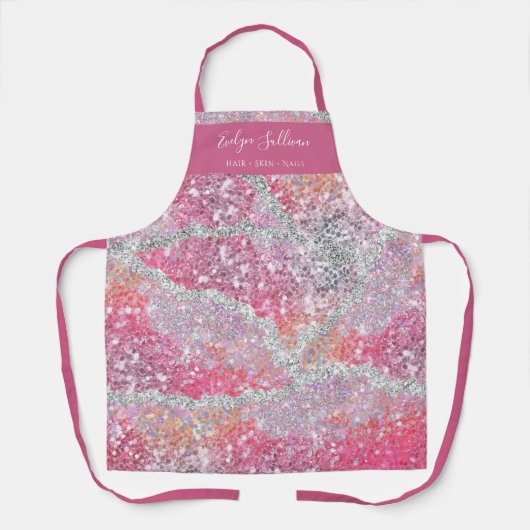 ピンクグリッター美しいプロフェッショナルエプロン エプロン (正面)
