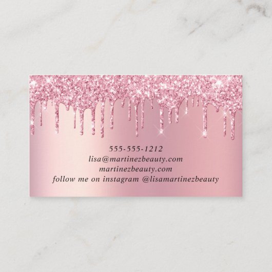 ピンクグリッター美しい 名刺 (裏面)