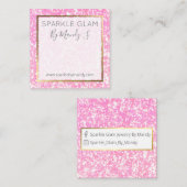 ピンクグリッター職人ハンドメイドジュエリーディスプレイカード スクエア名刺 (正面/裏面)