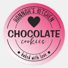 ピンクグリッター背景アイテム焼いたラベル（愛） ラウンドシール