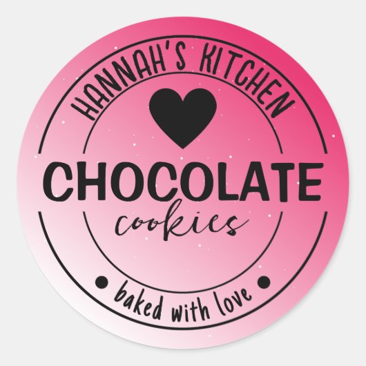 ピンクグリッター背景アイテム焼いたラベル（愛） ラウンドシール (正面)