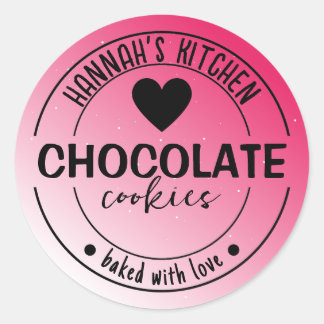 ピンクグリッター背景アイテム焼いたラベル（愛） ラウンドシール