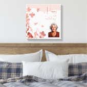 ピンクグリッター花フローラ写真誕生日 キャンバスプリント (インサイチュ (寝室))