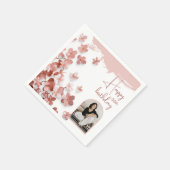 ピンクグリッター花フローラ写真50誕生日 スタンダードカクテルナプキン (角)
