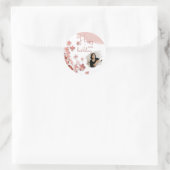 ピンクグリッター花フローラ写真50誕生日 ラウンドシール (バッグ)