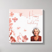 ピンクグリッター花フローラ写真70誕生日 キャンバスプリント (正面)