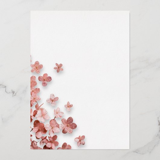 ピンクグリッター花フローラ50誕生日写真 箔招待状 (裏面)