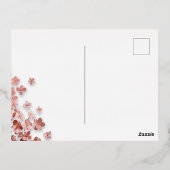 ピンクグリッター花フローラ50誕生日 箔招待状ポストカード (裏面)