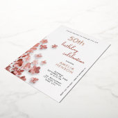 ピンクグリッター花フローラ50誕生日 箔招待状 (回転した状態)