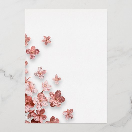 ピンクグリッター花フローラ50誕生日 箔招待状 (裏面)