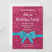 ピンクグリッター誕生日の招待 招待状 (正面)
