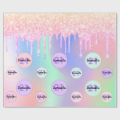 ピンクグリッター誕生日21バラ金ゴールド虹色 ラッピングペーパー (フラット)