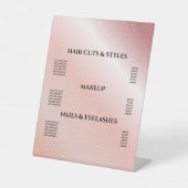 ピンクグリッター赤面ヘアメイクアップサロン価格 台座サイン (正面)