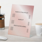 ピンクグリッター赤面ヘアメイクアップサロン価格 台座サイン (インサイチュ)