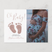 ピンクグリッター足ベビーシャワー招待状はがき 案内ポストカード (正面)