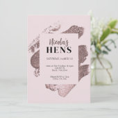 ピンクグリッター輝くハensパーティー招待状の行程表 招待状 (スタンド正面)