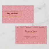 ピンクグリッター金ゴールドアクセント2 名刺 (正面/裏面)
