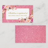 ピンクグリッター金ゴールドシャワーレジストリ挿入カード エンクロージャーカード (正面/裏面)