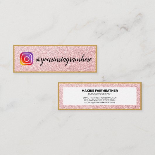 ピンクグリッター金ゴールドブラックソーシャルメディア スキニー名刺 (正面/裏面)