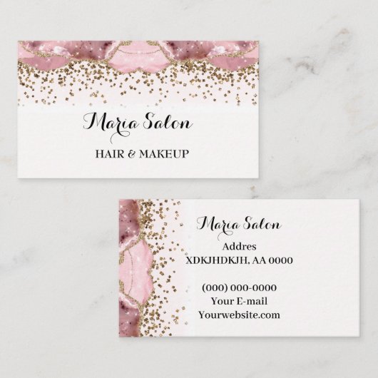ピンクグリッター金ゴールド名刺 名刺 (正面/裏面)