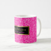 ピンクグリッター金ゴールド枠 コーヒーマグカップ (正面右)