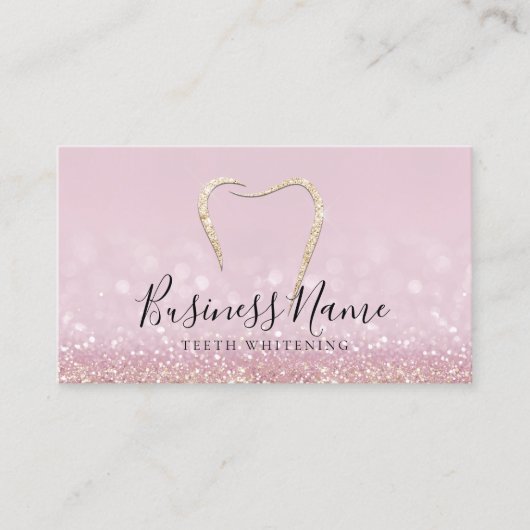 ピンクグリッター金ゴールド歯のホワイトニング 名刺 (正面)