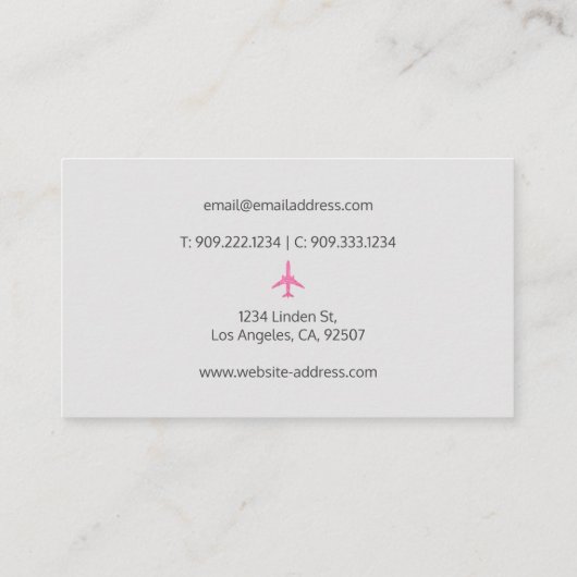 ピンクグリッター飛行機 名刺 (裏面)