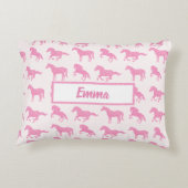 ピンクグリッター馬パターン小さな女の子名 アクセントクッション (裏面)