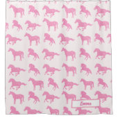 ピンクグリッター馬パターン小さな女の子名 シャワーカーテン (正面)