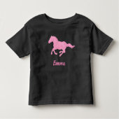 ピンクグリッター馬小さな女の子ファーストネーム動物 トドラーTシャツ (正面)