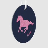 ピンクグリッター馬小さな女の子動物クリスマス オーナメント (正面)