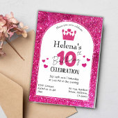 ピンクグリッター鮮やか10きらめく歳かわいい 招待状