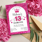 ピンクグリッター鮮やか13きらめく歳かわいい 招待状