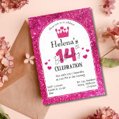 ピンクグリッター鮮やか14きらめく歳かわいい 招待状