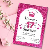 ピンクグリッター鮮やか18きらめく歳かわいい 招待状