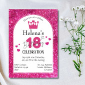 ピンクグリッター鮮やか18きらめく歳かわいい 招待状