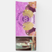 ピンクグリッター100誕生日&バルーンのバナー 横断幕 (縦)