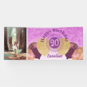 ピンクグリッター20誕生日&バルーンのバナー 横断幕 (横)