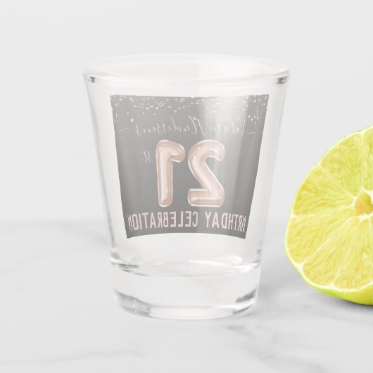 ピンクグリッター21歳の誕生日パーティーショットグラス ショットグラス (裏面)