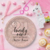 ピンクグリッター21th誕生日紙プレート ペーパープレート (パーティー)