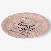 ピンクグリッター21th誕生日紙プレート ペーパープレート (アングル)