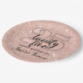 ピンクグリッター25番目の誕生日紙プレート ペーパープレート (アングル)