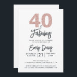 ピンクグリッター40と素晴らしい | 40th誕生日パーティー 招待状<br><div class="desc">シックな40歳のエレガント誕生日の写真の招待状をパーソナライズし、40歳の誕生日パーティーお祝いのために送信できる。黒とピンクのグリッターの「40 and Fabulous」は書道とタイポグラフィを用いてエレガント設定さモダンれる。Happy Dolphin Studio専用に設計！@happydolphinstudio</div>