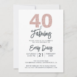 ピンクグリッター40と素晴らしい | 40th誕生日パーティー 招待状
