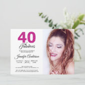 ピンクグリッター40歳と素敵な40歳の誕生日の写真 招待状 (スタンド正面)