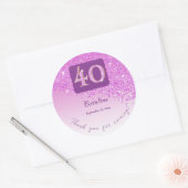 ピンクグリッター40歳感謝してい ラウンドシール (封筒)