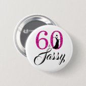 ピンクグリッター60とサッシー誕生日パーティー 缶バッジ (正面&裏面)