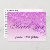 ピンクグリッター70誕生日ありがとう ポストカード (正面/裏面)