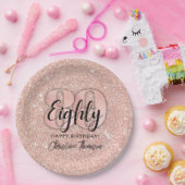 ピンクグリッター'80th誕生日紙プレート ペーパープレート (パーティー)